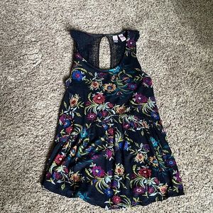 Medium Navy Love on a Hanger floral tank top
